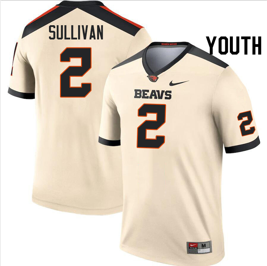 Youth #2 Aiden Sullivan Oregon State Beavers College Football Jerseys Stitched-Cream